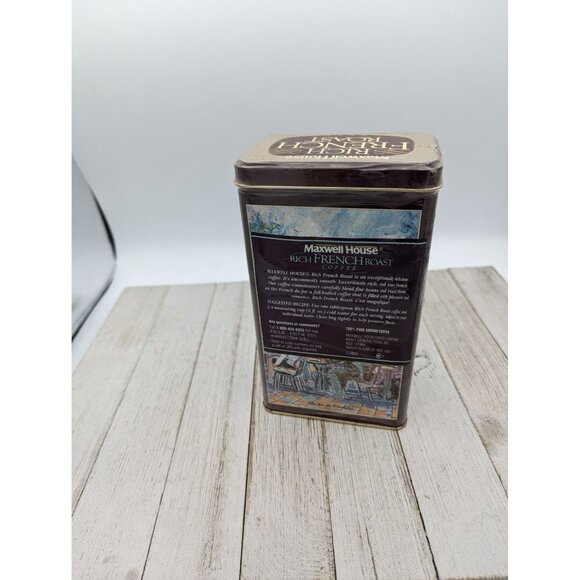 Vintage Maxwell House Rich French Roast Coffee Metal Tin Paris scene 1993 Sealed - Picture 3 of 5